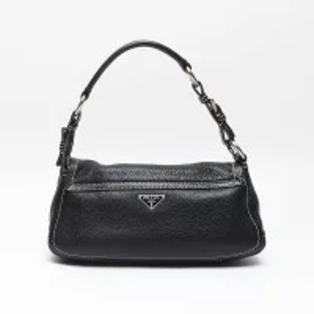 Prada One Shoulder Hobo Bag Handbag Triangle Logo Shoulder Black - Picture 3 of 13
